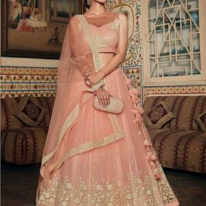 Embroidered Peach Lehenga